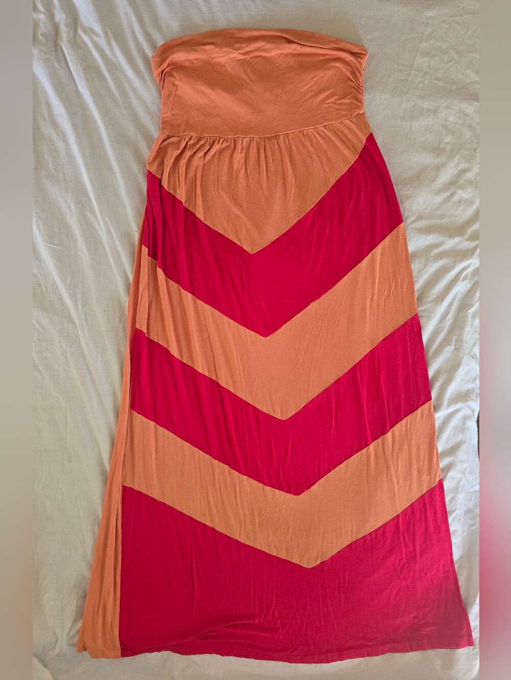 Design History Coral Orange and Hot Pink Chevron Maxi Skirt